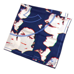 Chanel Coco Mark figure motif scarf muffler silk women's CHANEL
